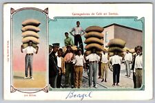 Coffee Carriers in Santos Brazil Postcard - C9 picture