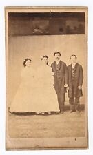 ANTIQUE CDV CIRCA 1860s STUDIO BACKDROP SHOWING PAITNINGS COUPLES DAYTON OHIO picture