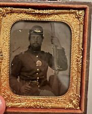 Civil War 1/6th Plate Union Soldier Armed With Enfield picture