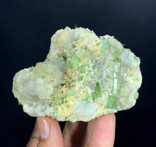 328 Gm Green Tourmaline Cluster On Quartz Specimen From Afghanistan picture