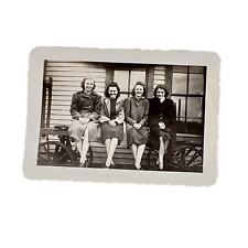 Vintage B&W 1940s Photo Found Pretty Young Ladies Friends Posing Happy Snapshot picture
