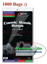 1000 BCW Regular / Silver Thick Comic Book Bags Sleeve Protectors Resealable picture
