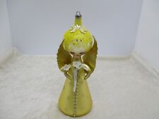 Vintage DeCarlini Italy Gold Hand-Blown Glass Angel Mica Hair/Winged Ornament picture