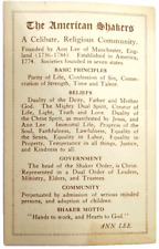 Postcard Mission Statement The American Shakers A Celibate, Religious Community picture
