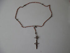 ANTIQUE ROSARY WITH RED CORAL PARTIAL SILVER picture