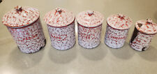 Set of 5 French Enamel Canisters With Lids picture
