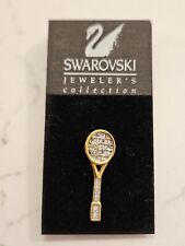 Beautiful Vintage SWAROVSKI TENNIS RACQUET Crystal Lapel Pin Brooch SIGNED picture