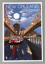 New Orleans, Louisiana - Skyline at Night - Lantern Press Postcard picture