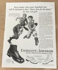 Endicott Johnson shoes print ad 1926 vintage 20s illustration fashion art boys picture