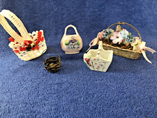 Lot of 5 Small Vintage Baskets, Various Sizes, Shapes & Materials, Unique Decor picture