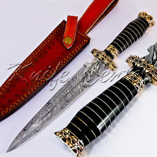 CUSTOM HAND MADE DAMASCUS STEEL HUNTING DAGGER KNIFE HANDLE RESIN SPACER'S picture