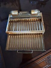 AWESOME Vintage Art Deco Brass Roll Top Cigarette Desk Box Holder w/Calendar picture