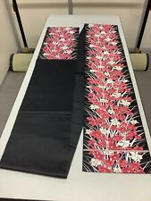 Japanese Vintage Kimono Fukuro Obi Pure silk black flower expensive  167.7x11in picture