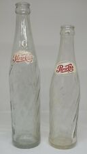 (2) 1958 AND 1962 PEPSI BOTTLES 12 OZ AND16 OZ 1 PINT SWIRL 2 SIDED ACL PAT 1947 picture