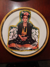 Frida Kahlo decoupaged enhanced gold rimmed plate 6