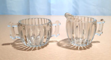 Vintage Jeanette National Clear Ribbed Creamer and Sugar Set picture