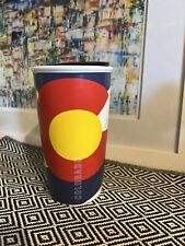 Starbucks Colorado Flag Coffee 12oz Tumbler Ceramic With Lid picture
