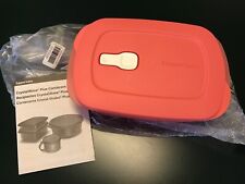 Tupperware CrystalWave Plus Container w/Stain Shield 4 Cup Rectangular Coral New picture