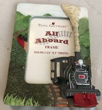 “All Aboard” Resin 3D Train Picture Photo Frame 3 1/2 X 5” Railroad Railway picture