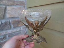 Vintage Brass Cherub Angel Planter Bowl Sphere Holder Candle Holder picture