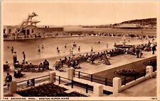 Weston-Super-Mare Somerset England Swimming Pool Vintage Postcard picture