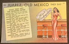 Juarez, Mexico Vintage Linen Cartoon Postcard 