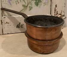 1800s Antique Handmade Small French Copper Pot with Iron Handle, Dovetail Bottom picture