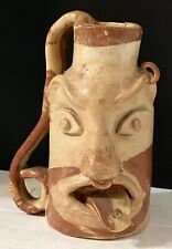 Rare and Unique Pottery FACE JUG/PITCHER with Eyebrow,Nose and,Tongue Piercings picture