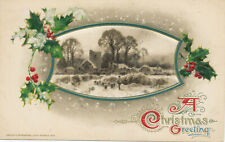 postcard - John Winsch 1912 Christmas Greeting - Sheep Shepard posted 1913 picture