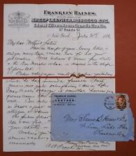 1886 Franklin Haines NY US Rep Wilson Walker & Co Leather Mfg Letter  B7S2 picture