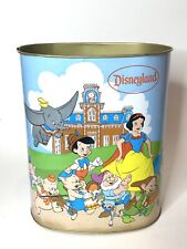 Vtg Disney World Disneyland 2 Sided  Tin Trash Can Cheinco Mickey & Friends picture