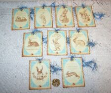 9~Easter~Shabby~Vintage~Rabbits~Le Lapin~French~Linen Cardstock~Gift~Hang~Tags picture