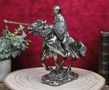 Ebros Medieval Suit of Armor Knight Jousting On Horse Statue Medieval Tournament picture