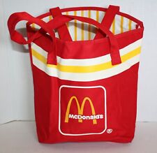 Vintage Mcdonald's French Fry Red Canvas Tote Bag with Striped Vinyl Lining picture