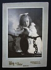 Antique Photograph Young Girl Bow in Curly Hair White Puffy Dress Boston 1898 picture