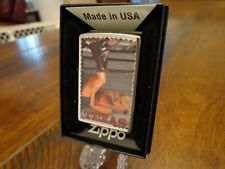 BLONDE TEXAS COWGIRL BOOTS PINUP GIRL BRUSH CHROME ZIPPO LIGHTER MINT IN BOX picture