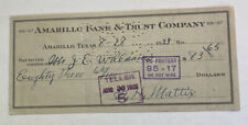 Vintage 1933 Amarillo Bank & Trust Company of Amarillo Texas TX Bank Check Draft picture
