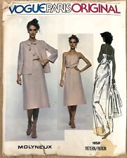 Vogue Paris Original 1858 Molyneux Womens Jacket Dress Belt Pattern Size 10 picture