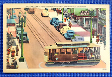 Vtg c1940s Cable Car at Turntable on Powell Street San Francisco CA Postcard picture