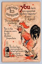 K2/ Interesting Postcard c1910 Comic Chicken Inspector 23 Costume 309 picture