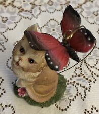 Rare Vintage Tabby Cat W/Butterfly Overhead picture