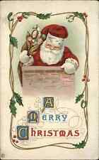 Christmas Santa Clause Toys Chimney Embossed Stecher c1910s Postcard picture