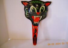 Vintage U.S. Metal Toy Mfg. Co. Tin Litho Black Cat Noise Maker Missing Clapper picture