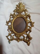 Vintage Antique Solid Brass Photo Picture Frame 7in (Picture 3in) picture
