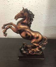 Vintage Brown Rearing Horse Statue Ceramic Decorative Sculpture picture