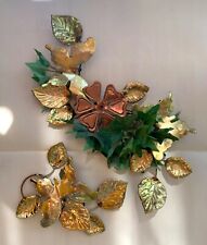 2 Vintage HOMCO Brass and Copper Floral and Butterflies Wall Decor, Wall Hangers picture