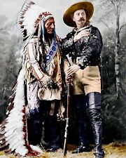1895 SITTING BULL & BUFFALO BILL American Frontier Color Picture Photo 5x7 picture