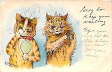 Louis Wain Genuine Sorry to keep you Waiting Vintage 1903 Postcard picture