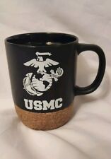 USMC Black and  White Coffee Mug 12 fl oz w/ Cork Insulated Bottom, Simple picture