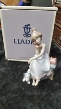 Lladro CHIT-CHAT Figurine #5466 Glossy Girl on Phone With Dog In Original Box picture
